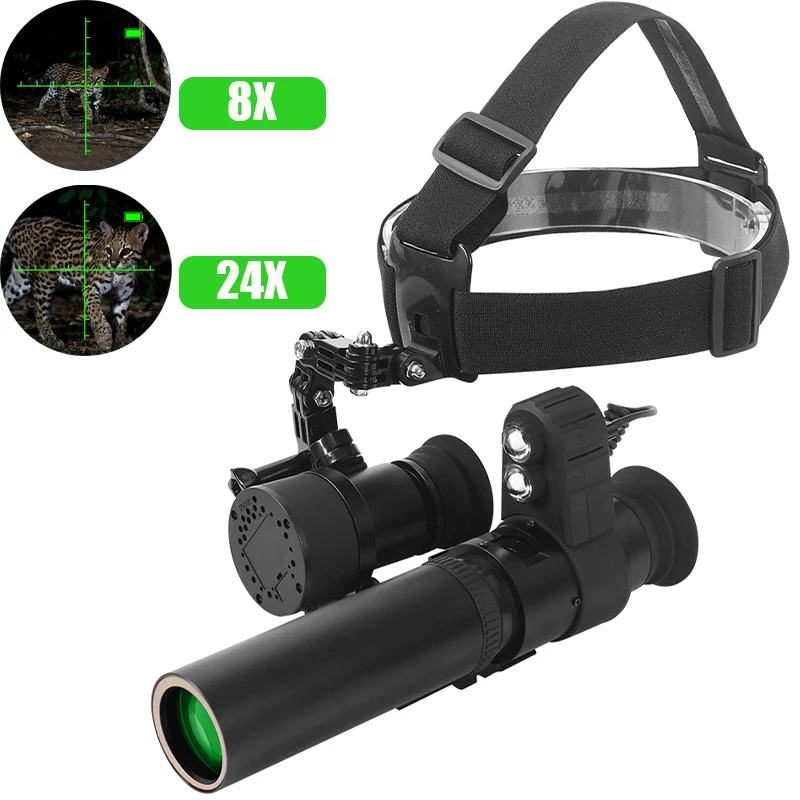 G+/A+ 8-24X Night Vision Scope Rifle Telescopic Sights for Hunting Optics Rechargeable 850nm Infrared Head-Mounted Sight