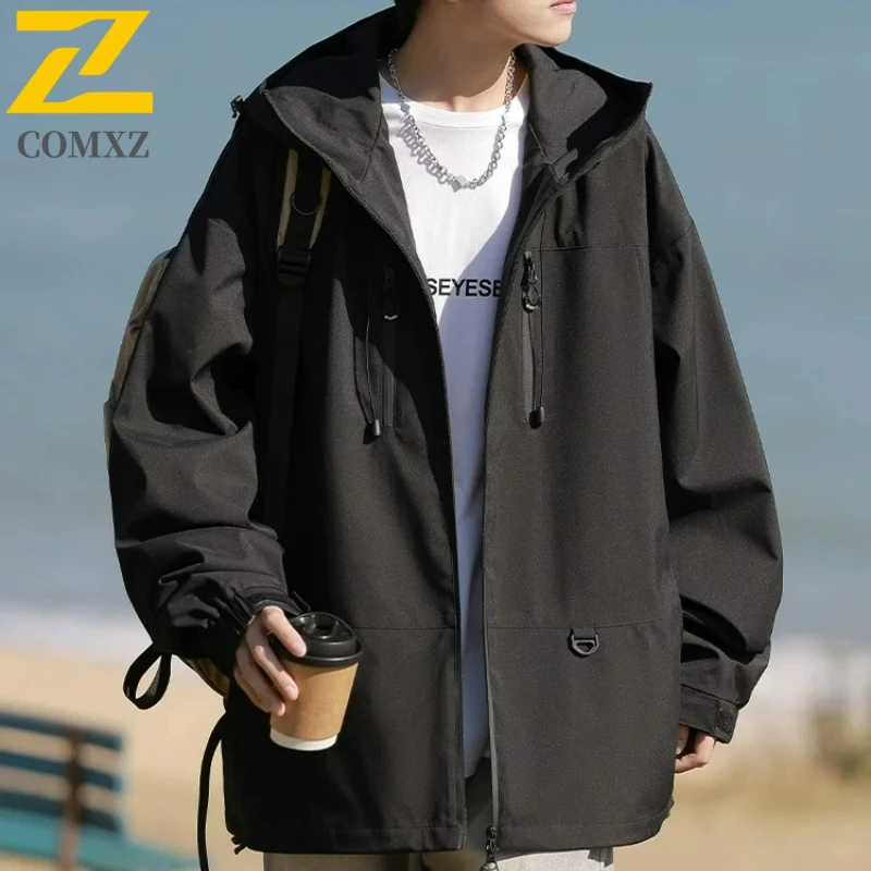 

COMXZ, куртки высокого качества, свободные, большие размеры, универсальные, для путешествий, кемпинга, Chaqueta, мужская ветровка, куртка, дышащее уличное пальто