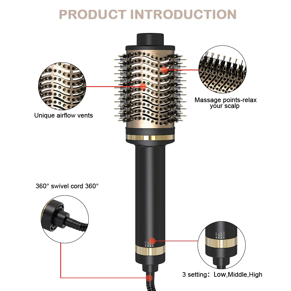أدوات تصفيف الشعر من أوليلاي، فرشاة الهواء الساخن، مجفف الشعر، فرشاة مجفف الشعر في واحد