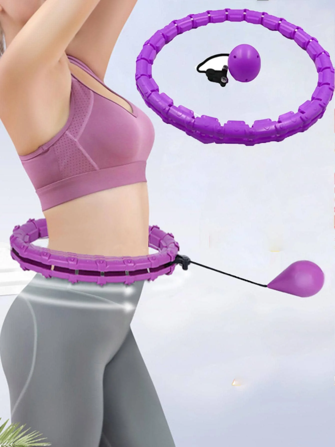 24 Section Adjustable Exercise Hoop, Abdominal and Waist Exercises, Detachable Massage, Fitness Hoop Training, Weight Loss