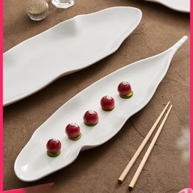 Irregular Shape Ceramic Dinner Plates Sashimi Sushi Plate Restaurant Creative Solid Color Tableware Snack Dessert Dishes Pans
