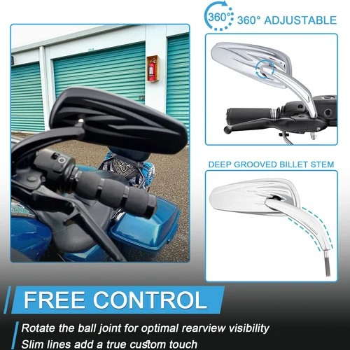 Imagen 2 del producto Espejos retrovisores traseros de 8 mm para motocicleta. Espejo lateral para manillar para Harley Touring, Softail, Sportster, Iron 883, 1200, Dyna, Road King, Street Glide, Fat Boy 114, Street Bob, Low Rider,