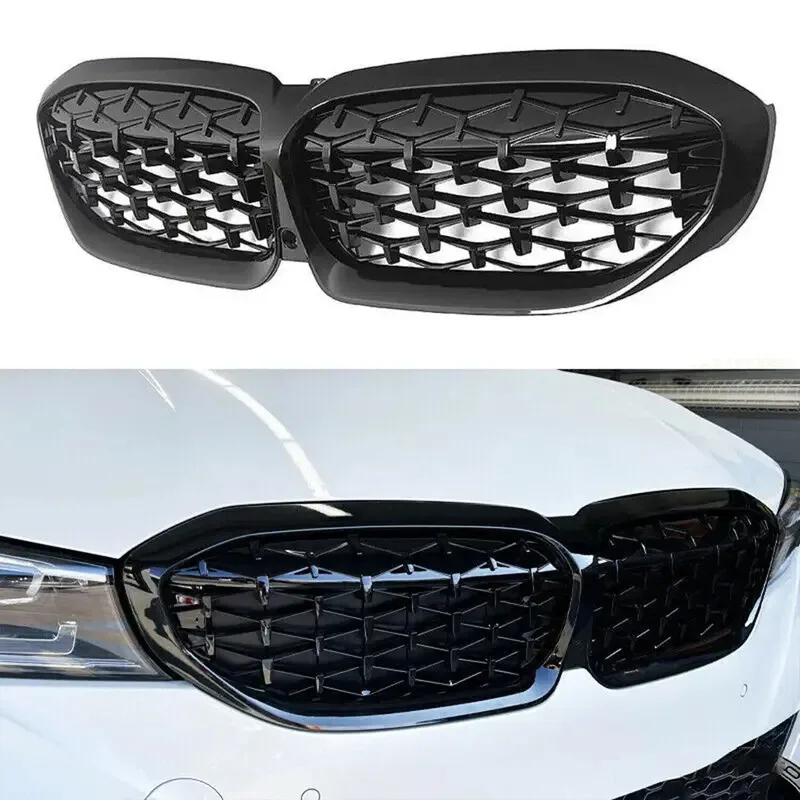 

For BMW G20 3-Series G20 G21 G28 2019-2022 Front Bumper Hood Kidney Grill Racing Grilles Replacement Black Diamond Meteor Style