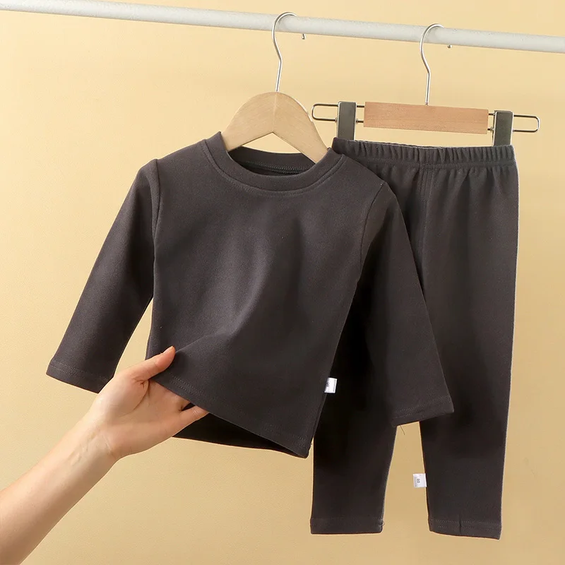 2-12 Jahre Herbst Winter Einfarbige Thermounterwäsche Set Mädchen Kleidungssets Jungen Pyjama Sets Warme Schlafbekleidung Kinderkleidung – Detail 5