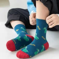5 Pairs Autumn Winter New Style Children's Socks Mid-high Long Dinosaur Cartoon Design Boys Girls Baby Cartoon Socks Wholesale 3