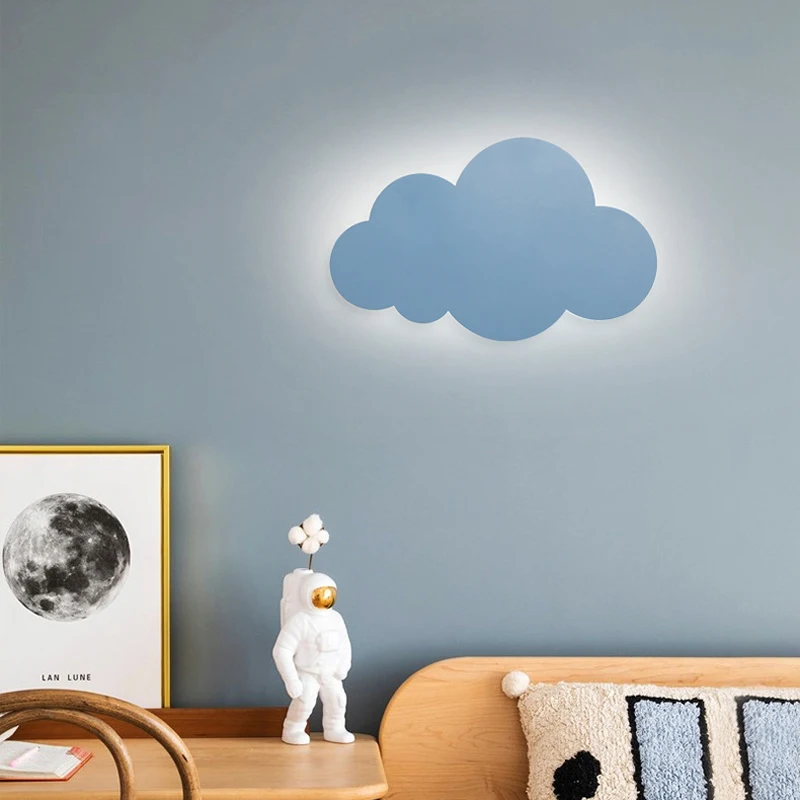 Lámpara de pared de nube con personalidad creativa para niña y niño, lámpara de noche para dormitorio, estudio de dibujos animados, lámpara de pared decorativa, lámpara artística para habitación de niños