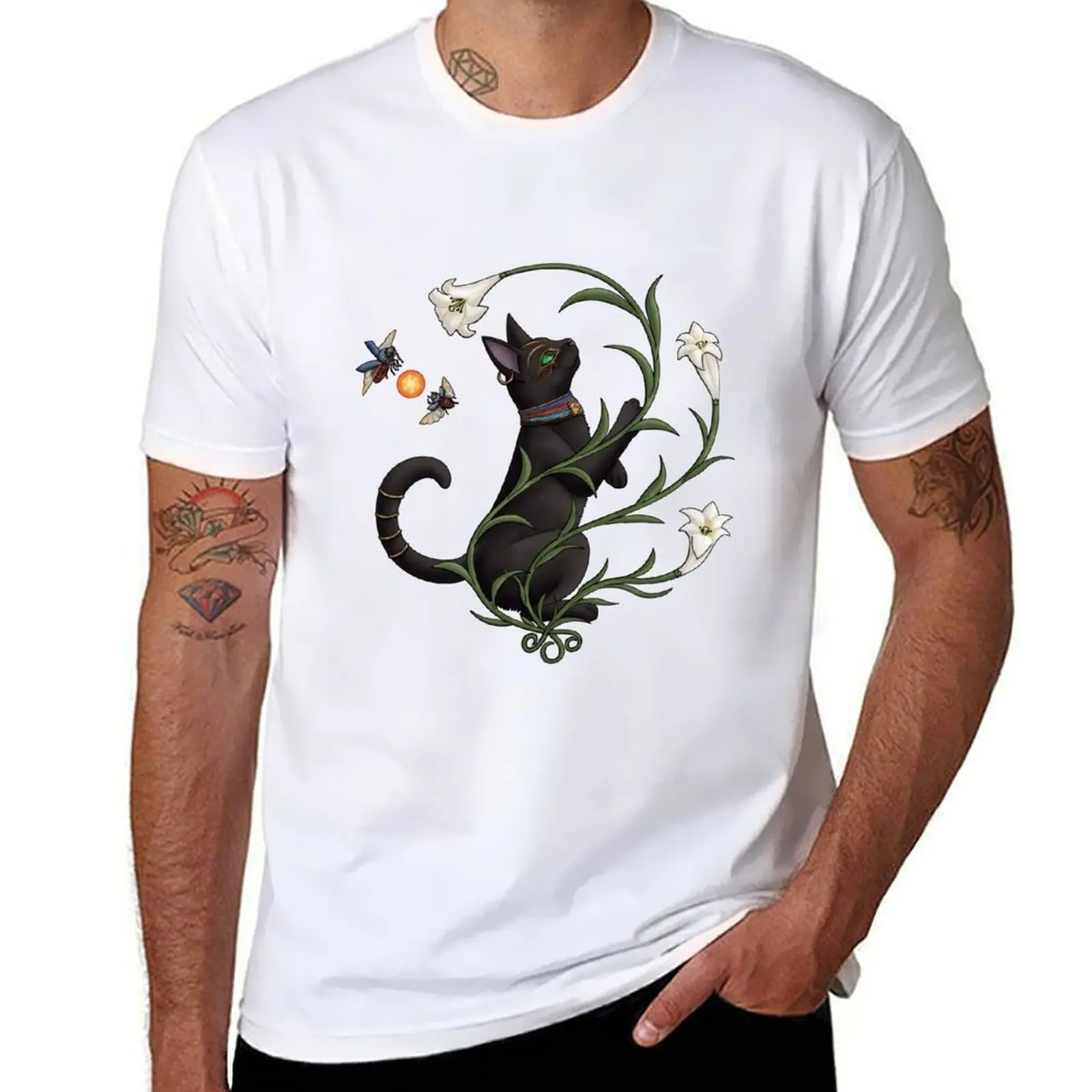 

Bastet Among the Lilies T-Shirt men t shirt cotton 100% cotton t shirt pack T-Shirt