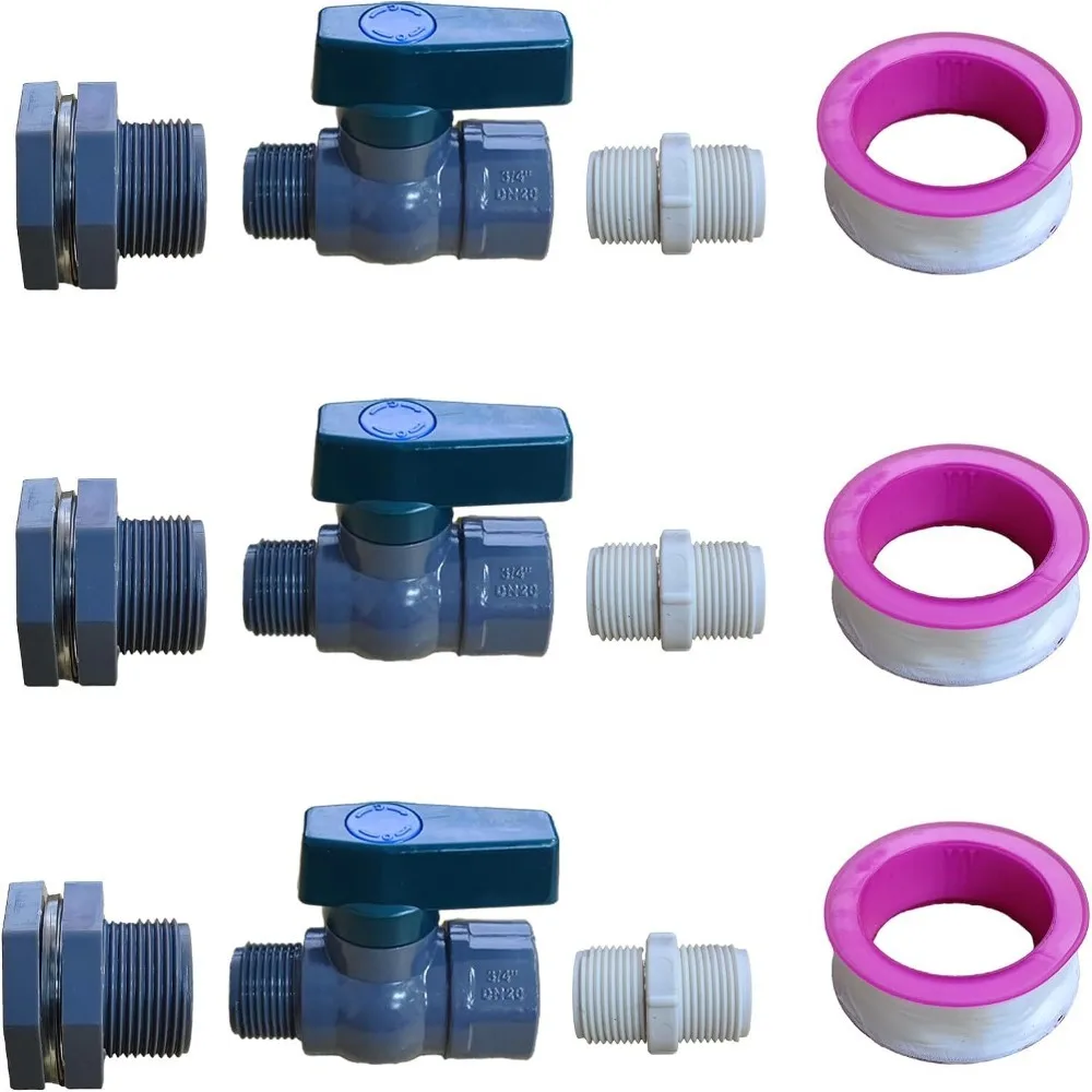 Hard Rain Barrel Faucet Valve Kit Durable Thread Seal Tape Rain Barrel Spigot Kit Plastic Sealing Performance