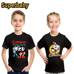 New Arrival Cute Cuphead Graphic Funny Kids T shirt Cartoon Baby Boys Girls Clothes Summer Children Cotton Short Sleeve T-Shirt