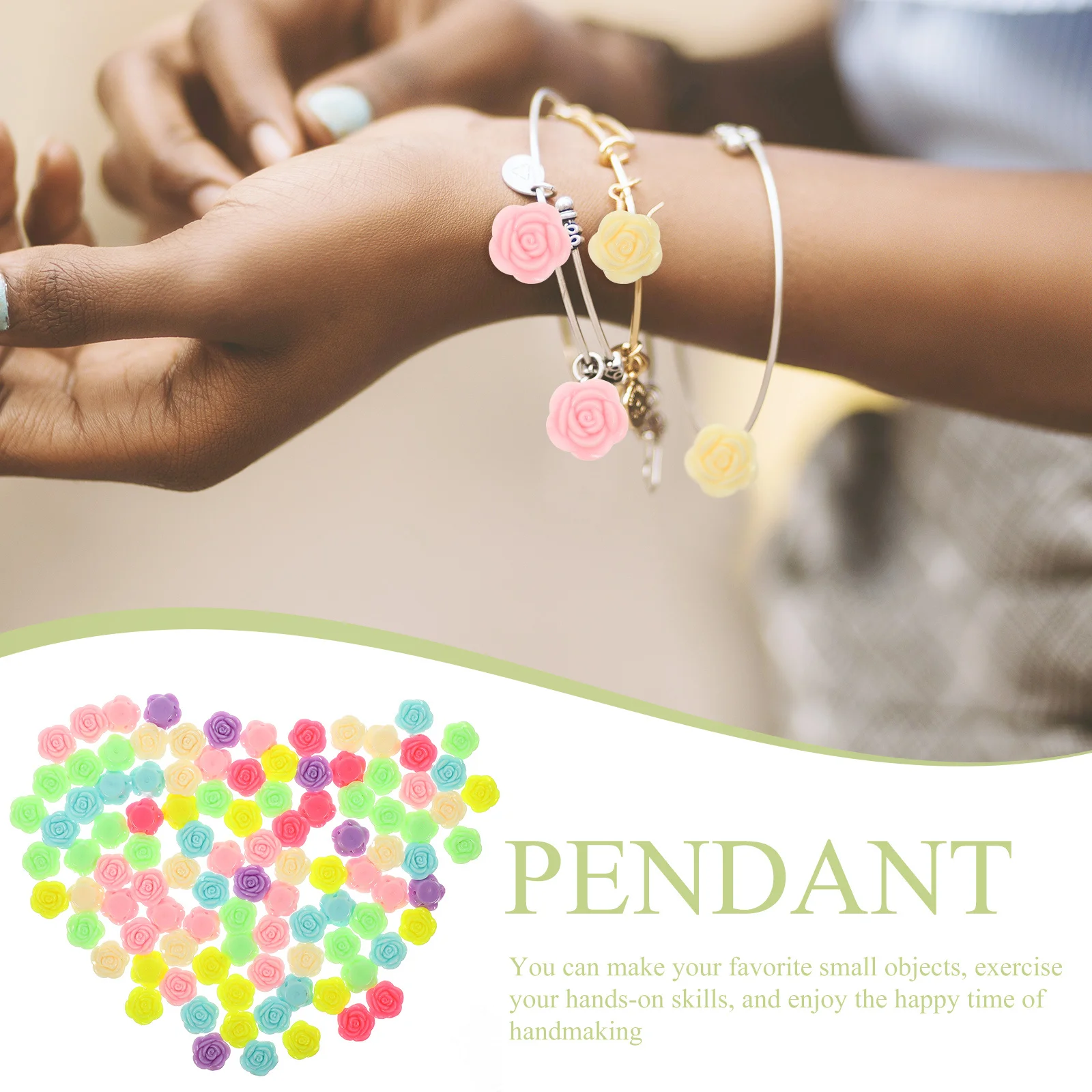 

100Pcs Resin Rose Beads for DIY Jewelry Making Premium Handcraft Loose Beads Smooth Comfortable Pineapple Shape Craft Supplies