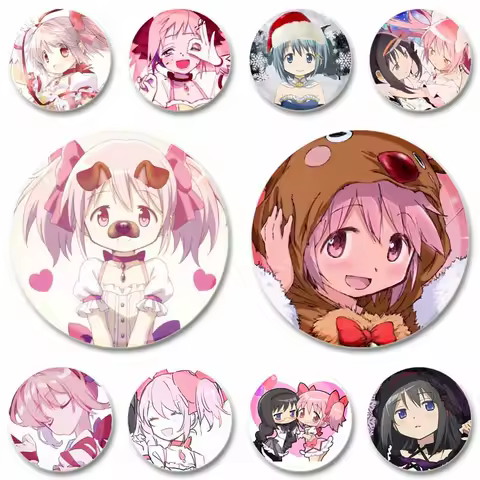 Anime Puella Magi Madoka Magica Soft Button Pins Cartoon Handmade Round Brooch Badge Bag Hat Clothing Jewelry Accessories Gifts