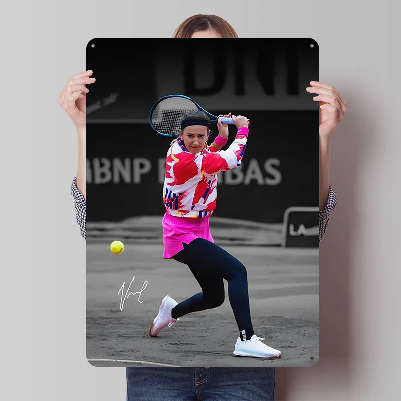 Victoria Azarenka Tinplate Poster Custom Wall Art Vintage Metal Signs Retro Tin Plaque for Living Room Decoration Cozy Wand Deko