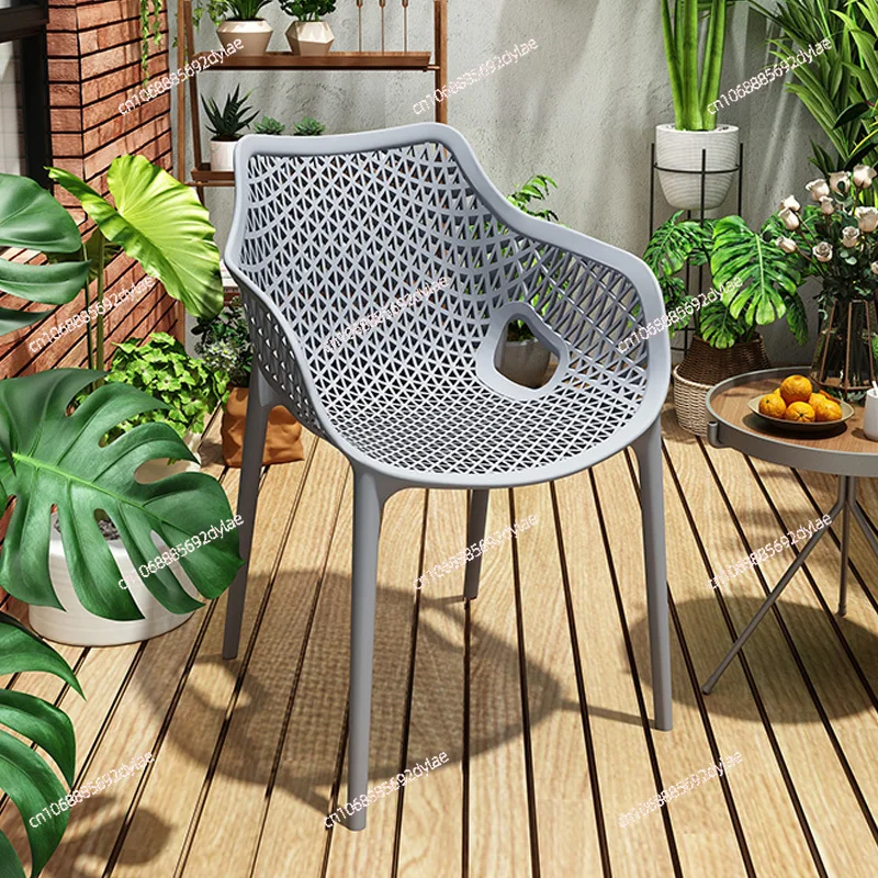 Nordic Plastic Chairs, Simple Backrest, Dining Chairs, Household Stools, Leisure Outdoor Chairs, Hollowed Out Coffee Chairs