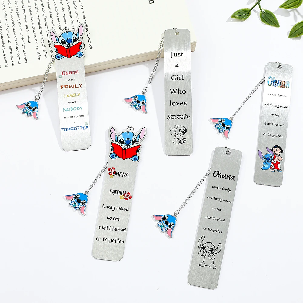 Ohana Means Family Stitch Bookmark Cartoon Kawaii Page Mark School Supplies Stainless Steel Stationery Gifts for Stitch Lovers