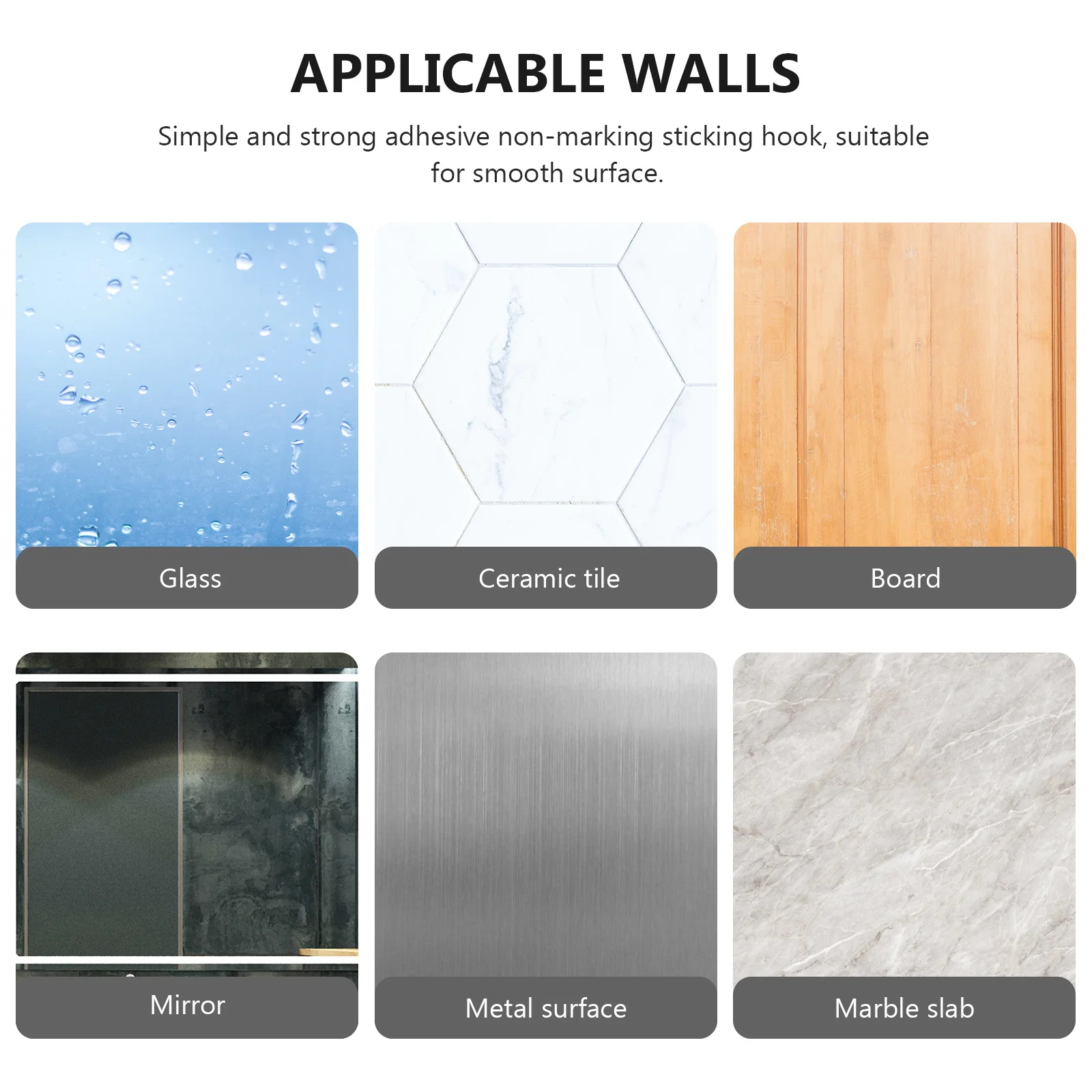 

8Pcs No-Trace Adhesive Hooks Waterproof for Hats Towels Bags Lightweight Sturdy Home Office Decoration Plastic Hooks