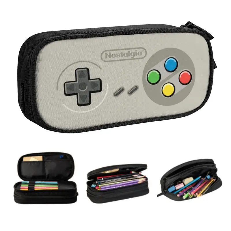 Custom Retro Game Controller Pencil Cases for Boy Girl Big Capacity Video Games Pen Bag Box Stationery