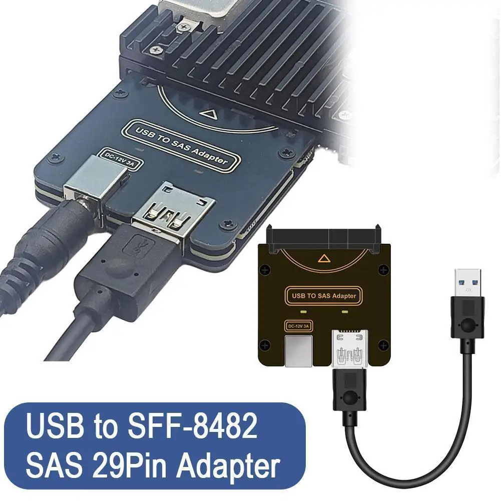 USB to SAS Adapter Card Support 512 4K 4Kn Sectors for 2.5 3.5 Inch SAS HDD SSD 15Gbps High Speed USB to SAS Adapter Card