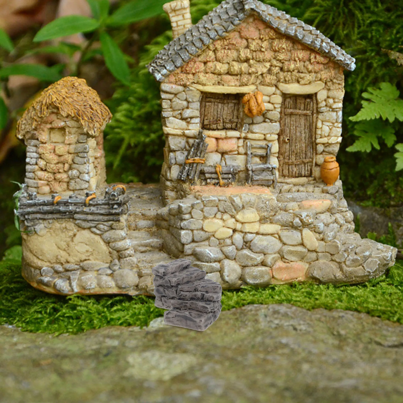 

Stone Bend Bridge Stairs Artificial Steps Micro Landscape Fairy Aquarium Grey Garden Decor Miniature Figurines Resin Made