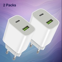 2pcs USB C Charger Block Power Adapter Wall Charger, Double Fast Plug Charging Brick Suitable For IPhone 14/14 Pro/13/12/11/XS