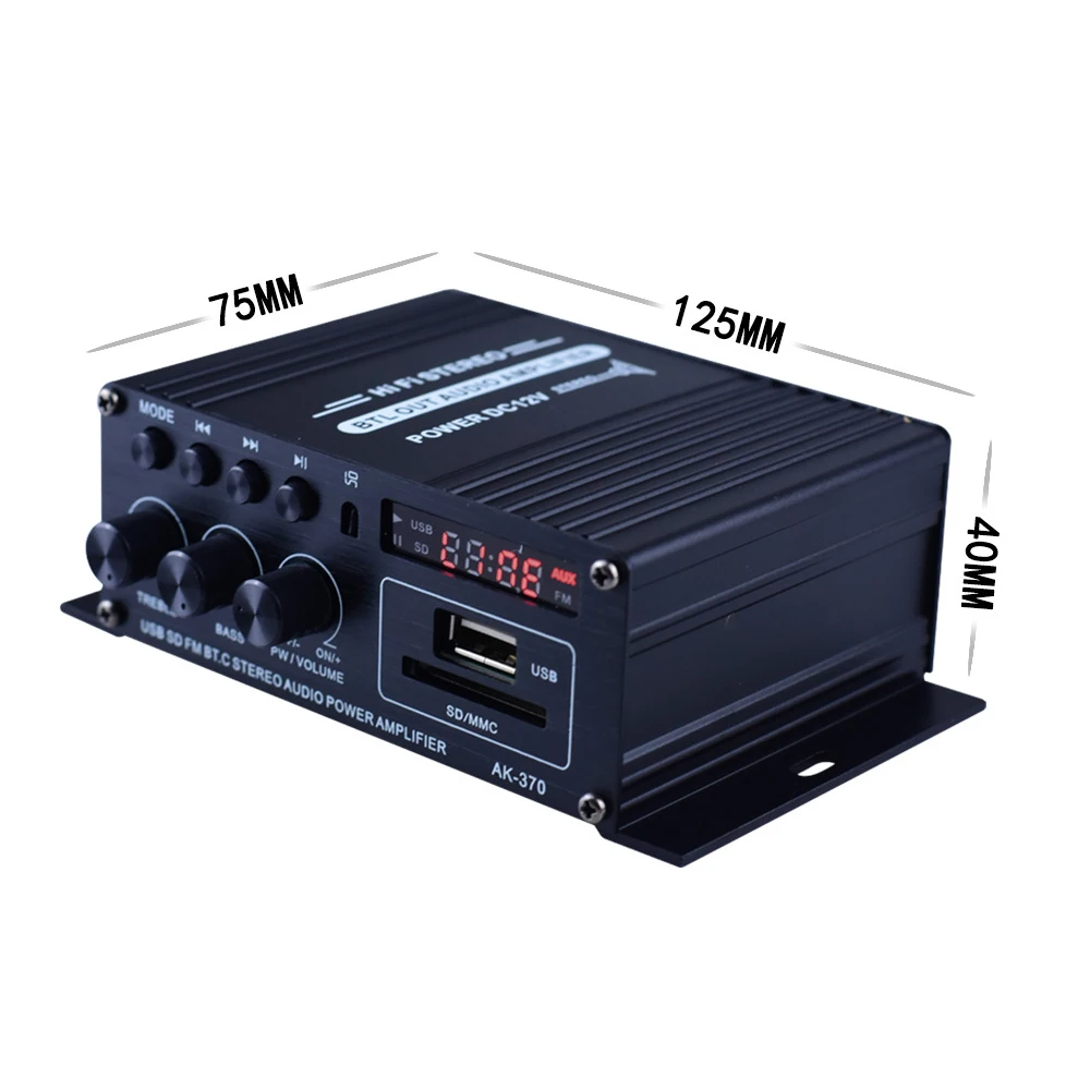 Woopker Sound Amplifier Channel 2.0 HIFI Bluetooth Amp Home Digital Audio 12V3A AK380 AK370 AK280 AK270 AK170 for Car Bass Trebl
