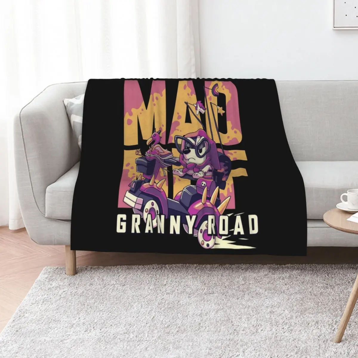 

Mad Muf: Granny Road // Muffin Heeler, Aussie dog, Bingo, Bandit, Chilli Throw Blanket Camping Decoratives Custom Blankets