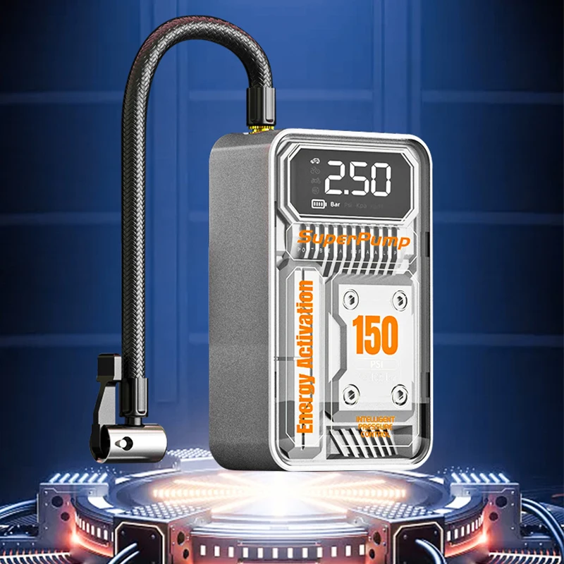 Wireless/Wired Car Air Compressor 4000mAh Electric Air Pump Tire Inflatable Pump Mechanical Industrial Style Car Tyre Inflator