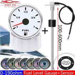 0-190 ohm Fuel Float Sensor + Fuel Level Gauge 7 Color Light Auto Marine RV Boat Car 2