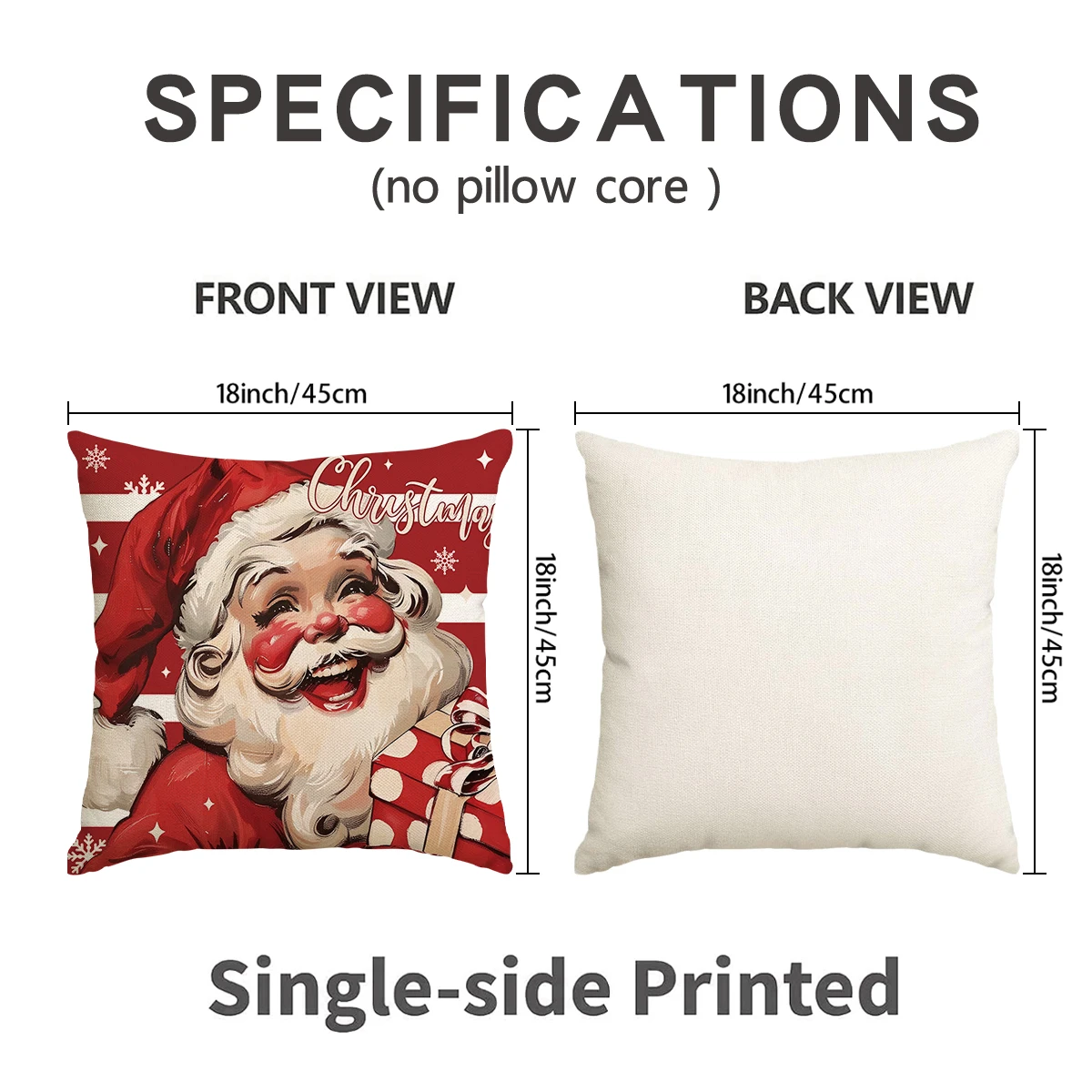 4pcs Christmas Pillow Covers, Vintage Santa Claus & Cartoon Reindeer Pattern Sofa Throw Pillow Cases, Home Holiday Decorations