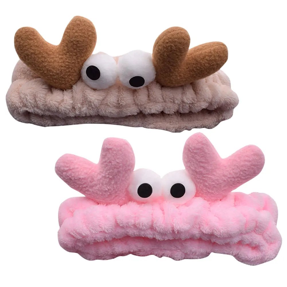 

2 Pcs Women Skincare Cute Crab Shaped Crab Shaped Headband Washing Makeup Elastic Comfortable Long Lasting Gifts