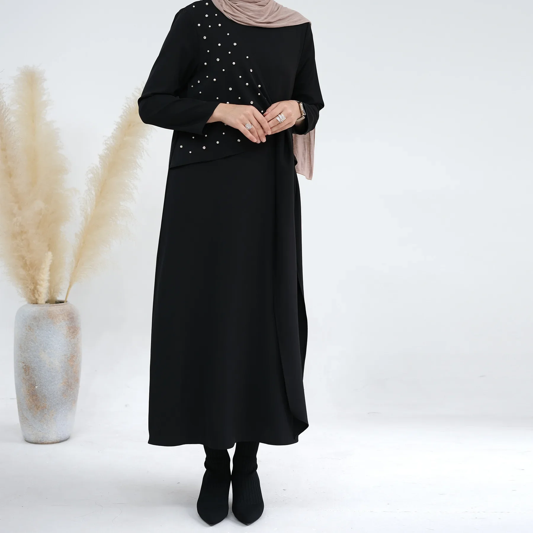 

Muslim Dress Solid 2 Piece Set Abayas Women Autumn Elegant Party Dress Dubai Turkey Islam Clothing Kaftan Musulmane New Vestidos