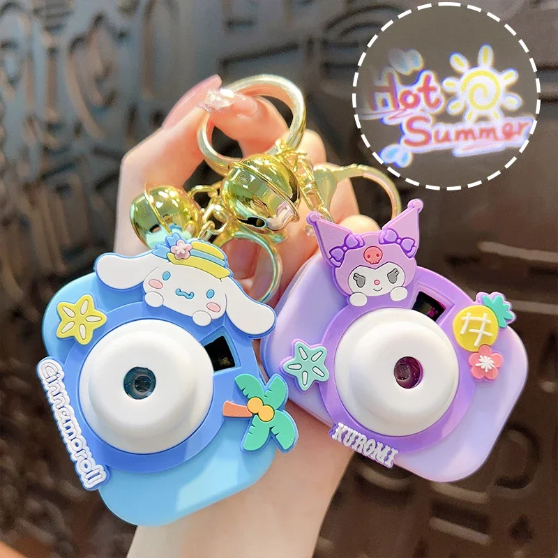 MINISO Sanrio Hello Kitty Cinnamoroll Kuromi Melody Camera Projector Cute Car Charm Couple Schoolbag High Quality Keychain Gift