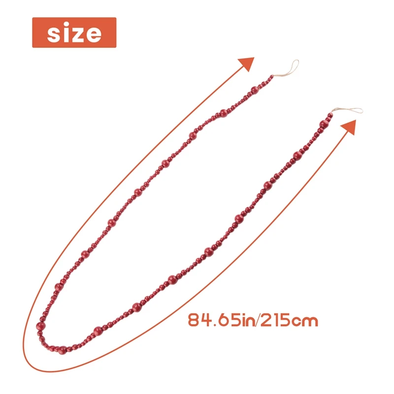 الترويج! 7Ft الخشب حبة جارلاند مزرعة ديكور المنزل البلد شجرة عيد الميلاد بوهو زينة رف الجدار الشنق سبحة صلاة