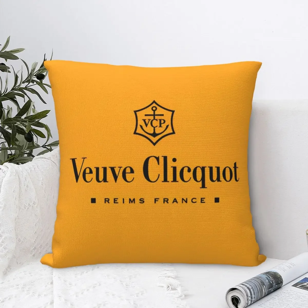 Champagne Orange Square Pillowcases Sofa Veuves Clicquots Cushion Case Cute Home Decoration Throw Pillow Case 45*45