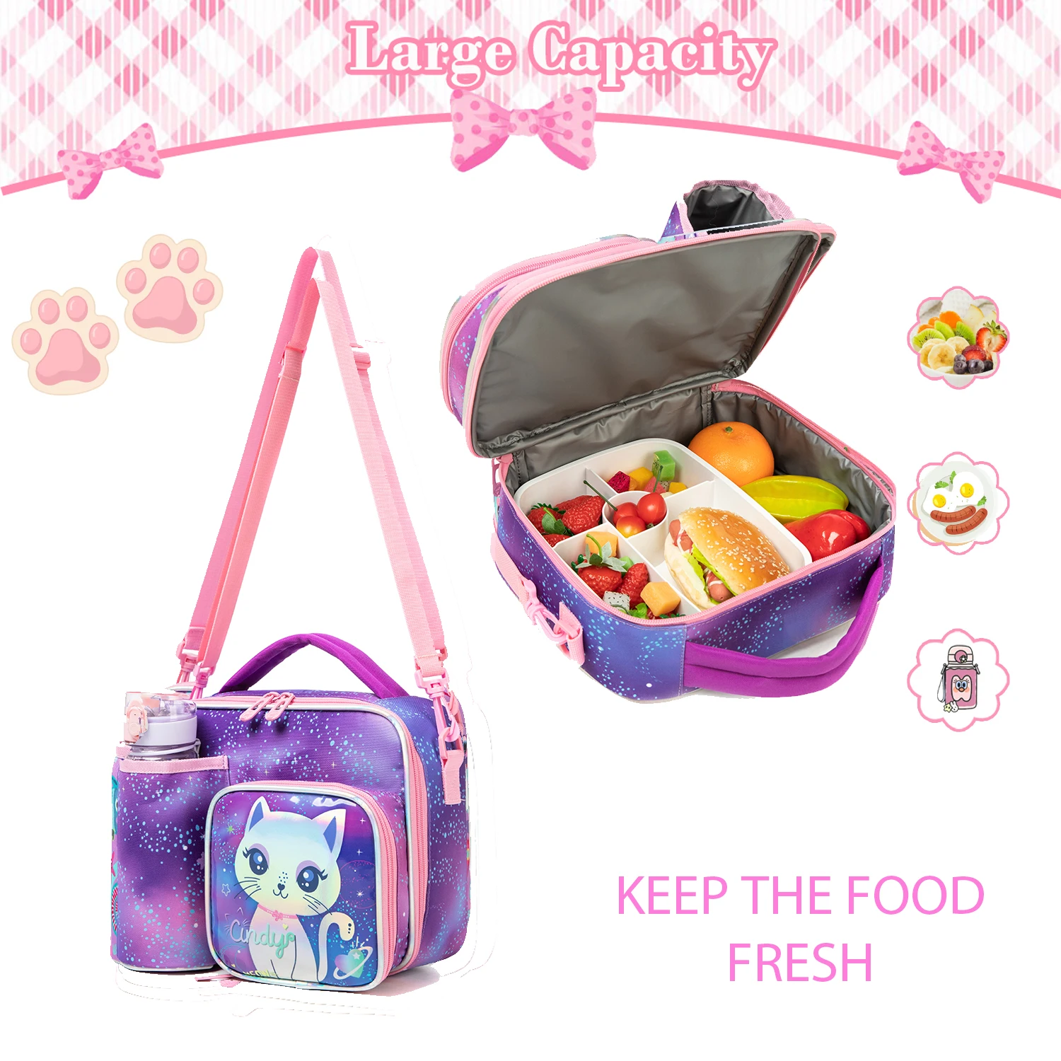 1pc New Arrival Cute Cat Style Lunch Bag For Elementary And Middle School Students And Teenagers]