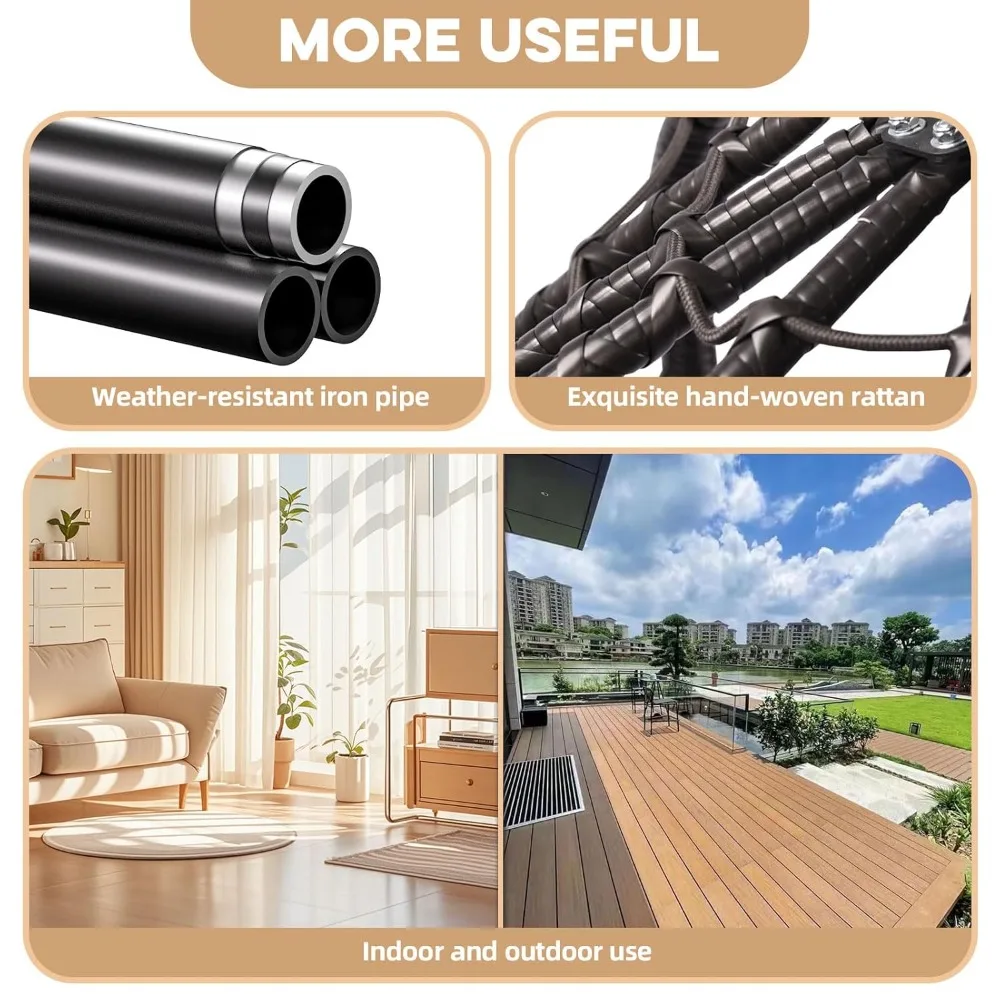 

Egg Chair with Stand Outdoor Ratten Wicker Hanging Egg Chair Outdoor Indoor with Thickened Cushion Swing Chair, Customized