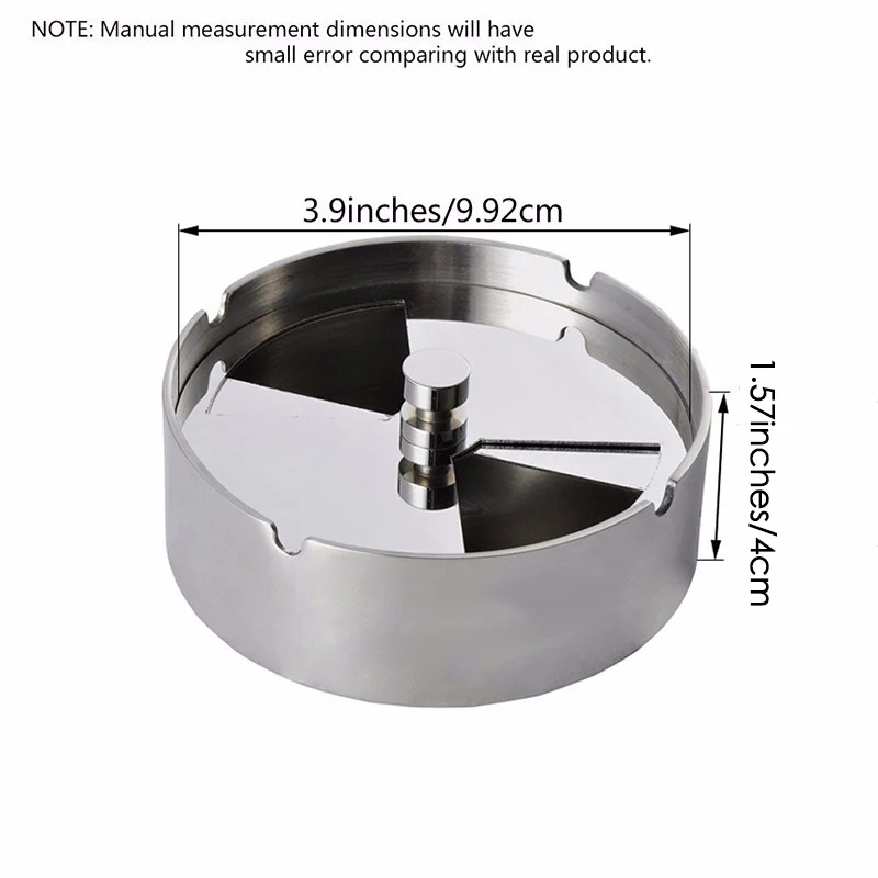 Windproof Smokeless Ashtray for Cigars Outdoor Car Ashtray Stand with Lid Stainless Steel