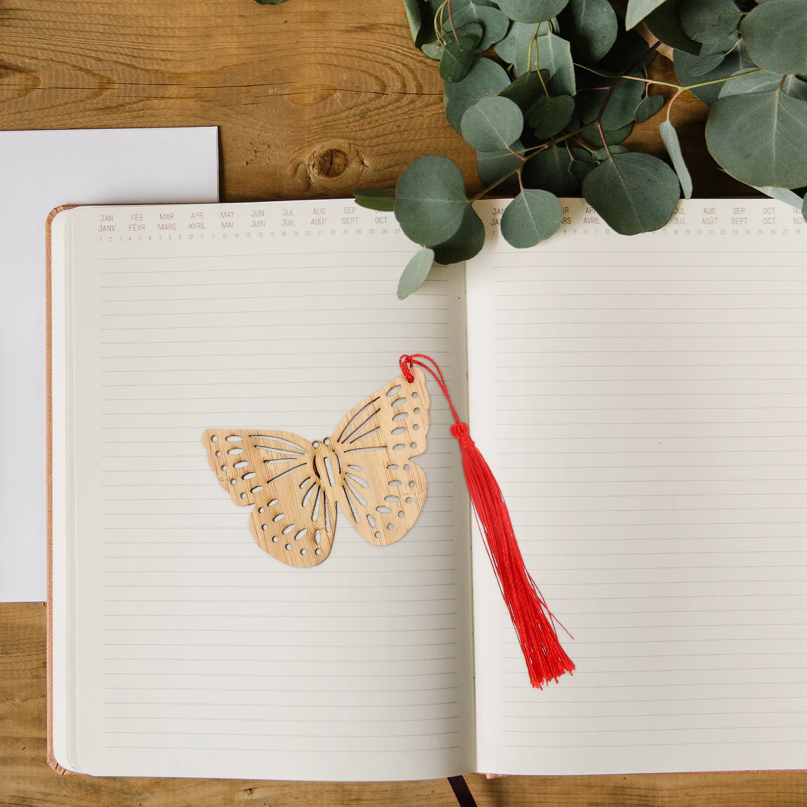 4 個の竹のしおり蝶の形の薄い軽量ブックページマーカー実用的な装飾読書用品ギフト