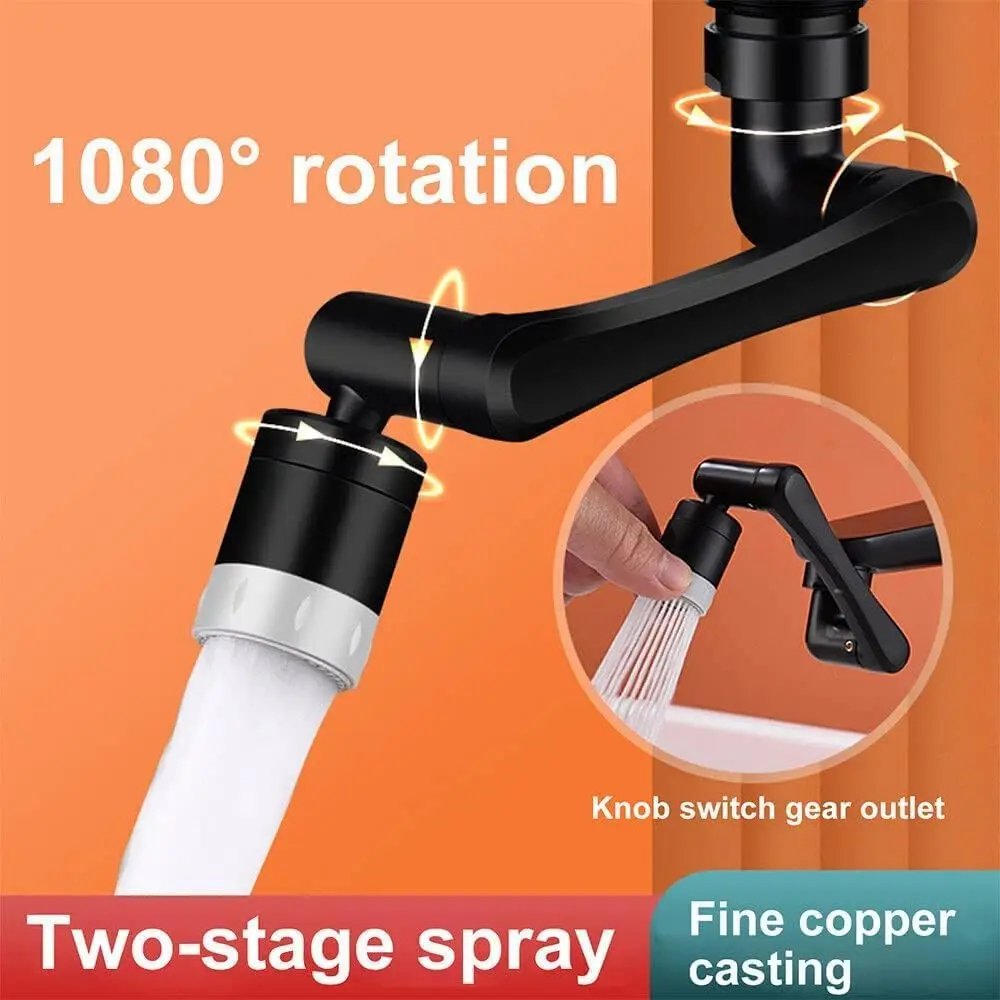 

1080° Bathroom Water Tap Nozzle Universal Rotation Faucet Extender Sprayer Kitchen Tap Extend Adapter Aerator 2 Spray Modes