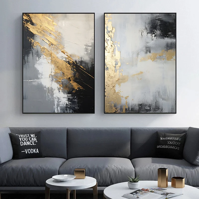 Abstract Modern Black Gold blue texture Minimalist Style Art Posters Canvas Painting Wall Prints Picture Living Room Home Decor