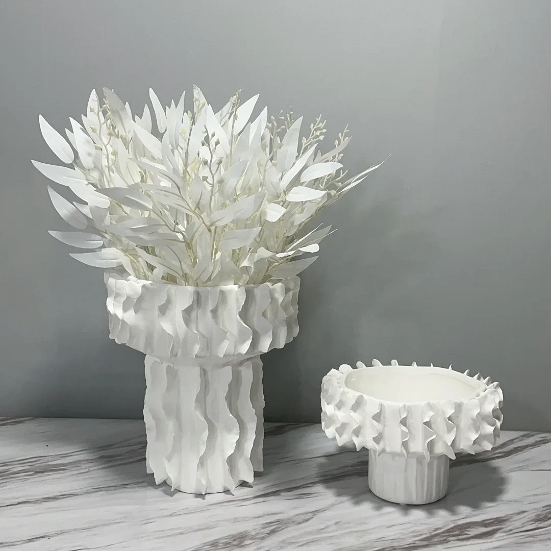Ceramic Vase Hand-folded Texture Flowerpot Ceramic Handicrafts Flower Arrangement Accessories Flower Vase Home Decoration