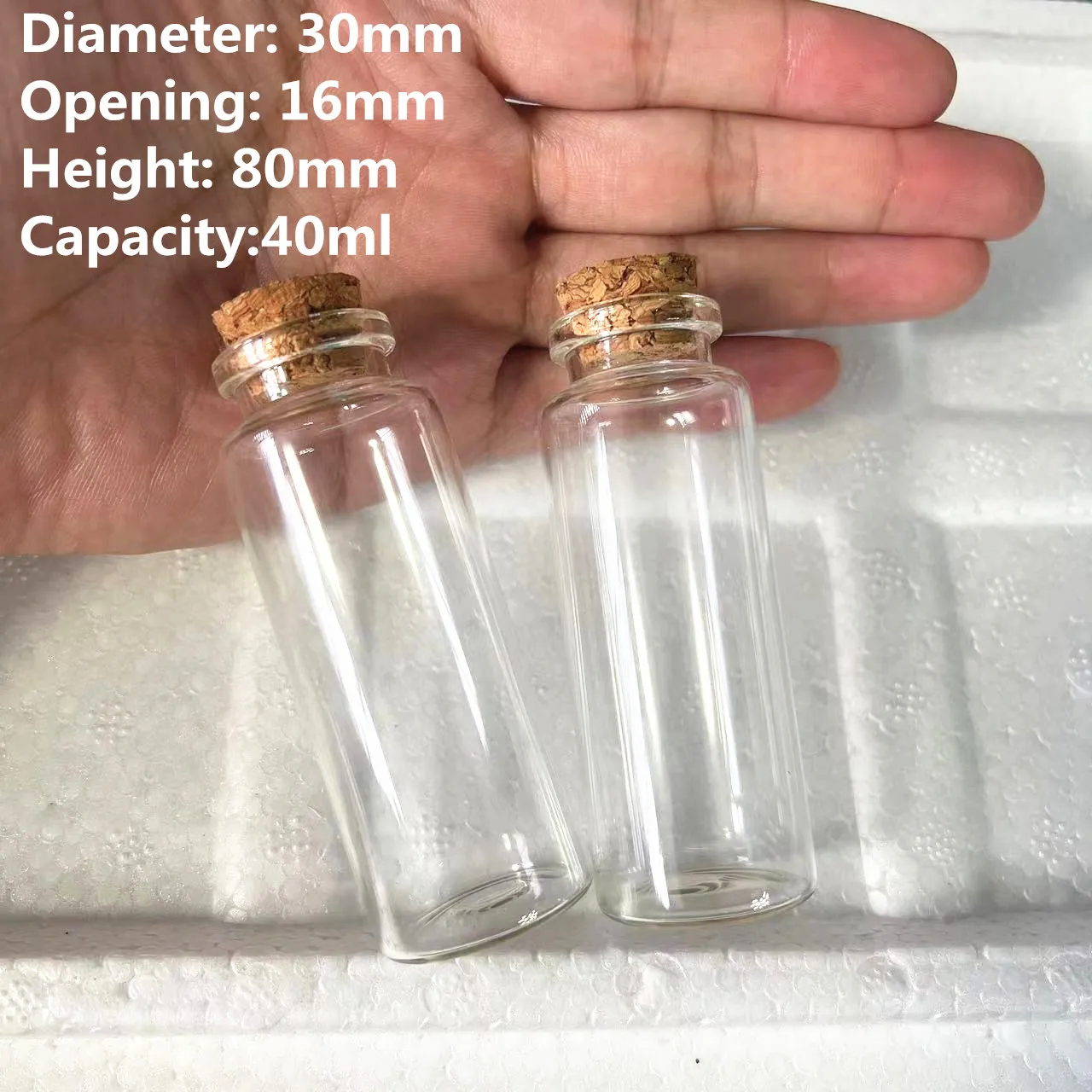 

40ml Small Glass Test Tube Glass Bottles Stopper Crafts Jars Small Transparent Empty DIY Wishing Glass Bottle Cork Gift