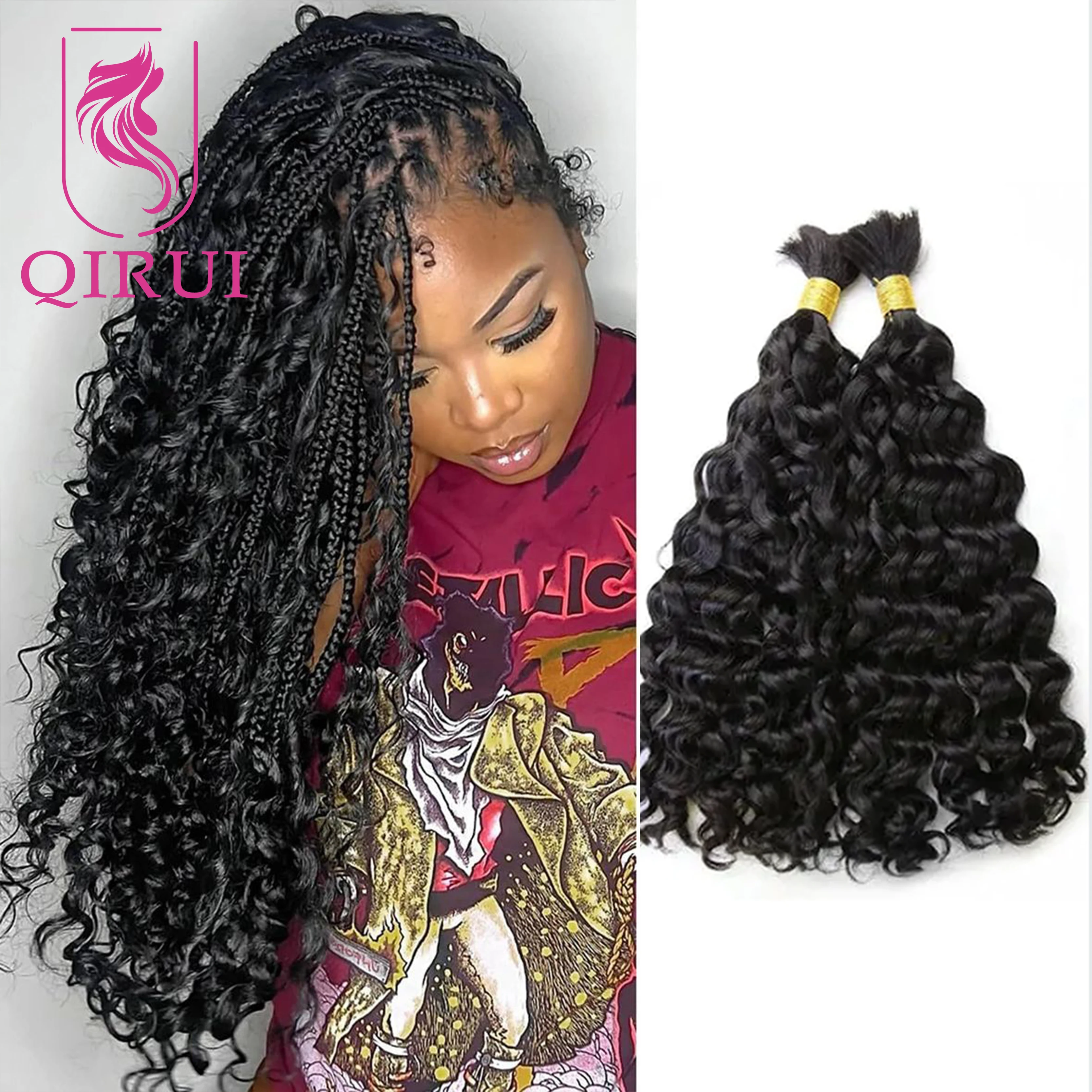 

Натуральные волосы Color 4 30 Bulk для плетения косичек бохо, без узлов, с естественной волной, невидимые узлы, двойная вытяжка