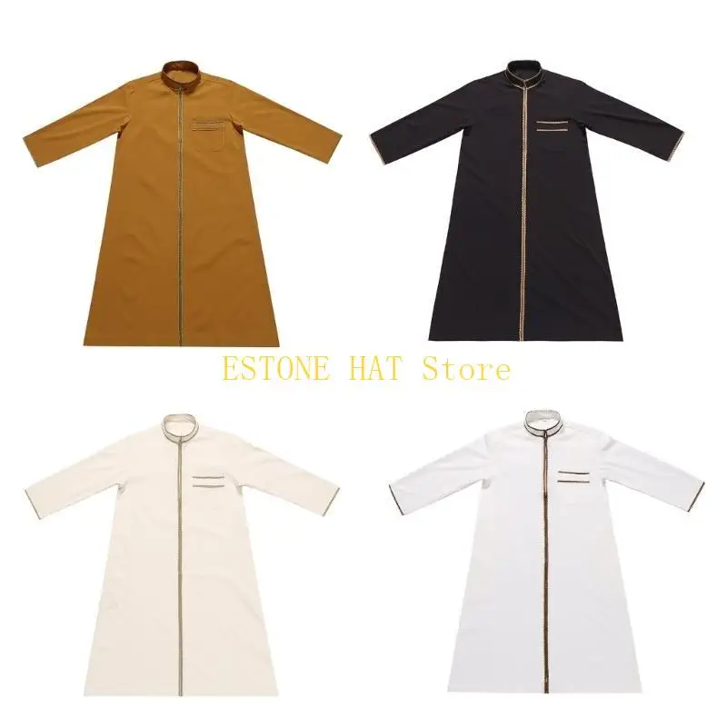 49MF Chłopiec Islamska odzież Arabska szata Kaftan Szata Etniczna szata Islamska szata z długim rękawem