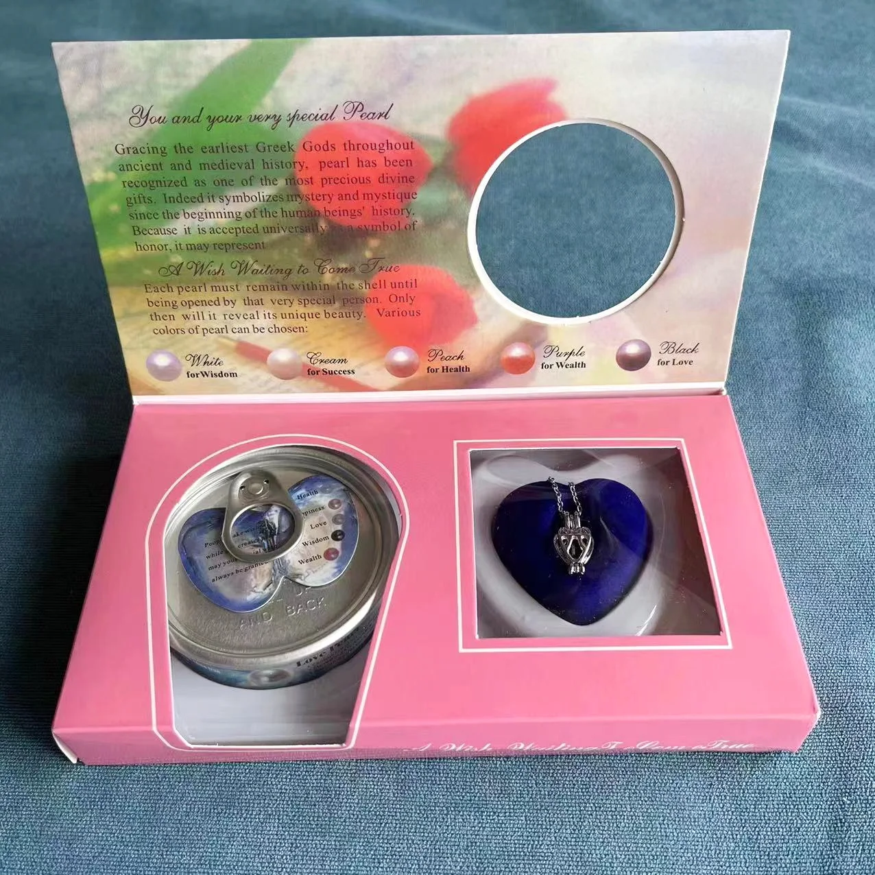 Pink DIY Wish Pearl Mussel Gift Box Real Oyster Shell Natural Pearl Pendant Necklace with Can Open Cage Locket