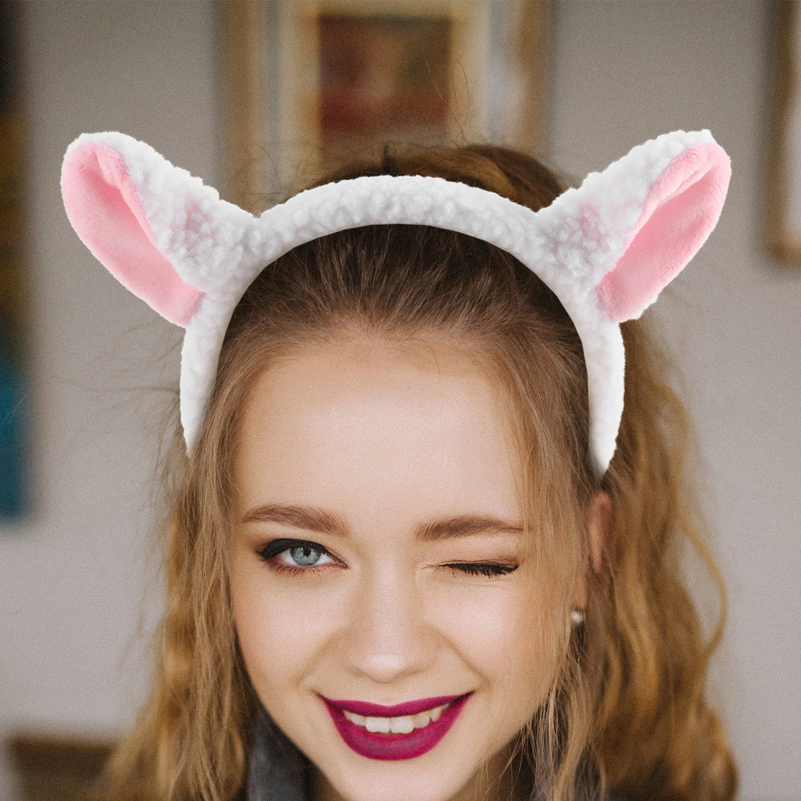 

2pcs Lamb Ear Headband Sheep Horn Hair Hoop Cute Animal Cosplay Accessories For Party Photo Sessions Kids Women Soft Fleece Band
