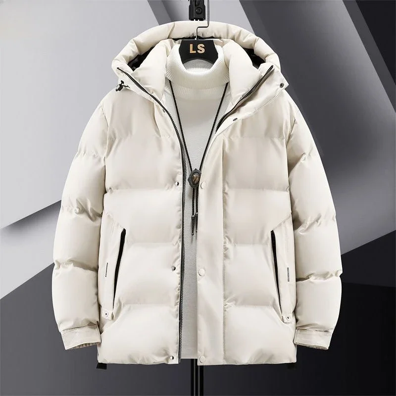 

Верхняя одежда, модное однотонное повседневное универсальное пальто, мужская трендовая хлопковая куртка с капюшоном, зимняя новая мужская утолщенная теплая куртка больших размеров 7XL