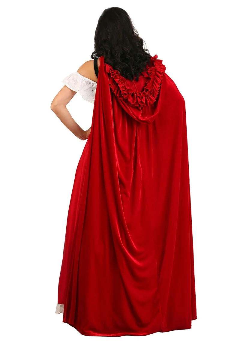 2023 New loween Little Red Riding Hood Costume Large Size Cosplay Par Ball Queen Clothes Long Cloak Cisas Outfit