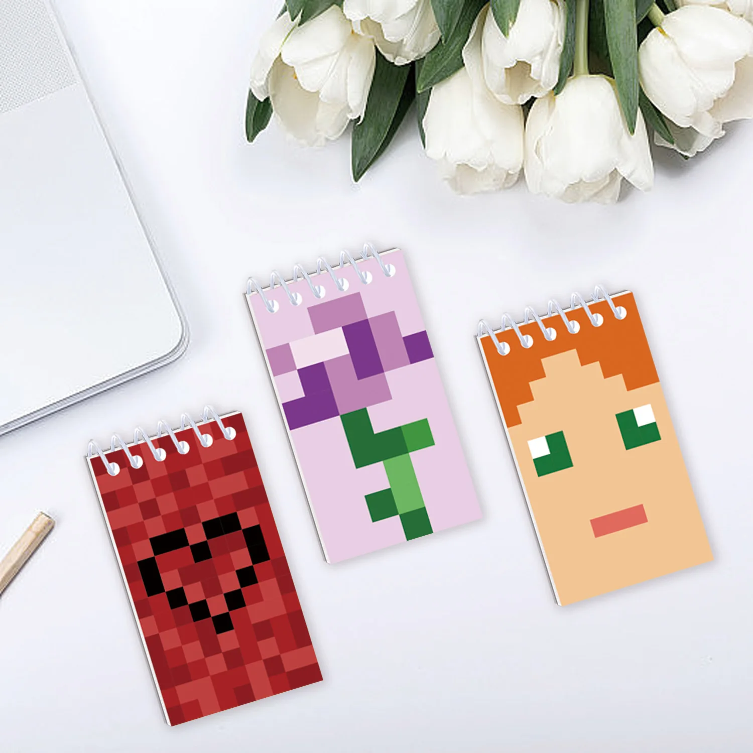 10Pcs Cartoon Game Pocket Notebook 10*6cm Weekly Planner Notepads with Lined Pages Spiral Mini Notebook School Supplies Gift