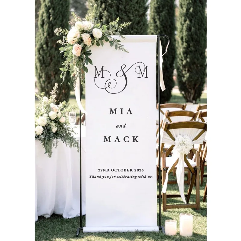 Personalized Fabric Wedding Greeting Banner, Contemporary Wedding Display • Wedding Banner • Engagement Backdrop Celebration