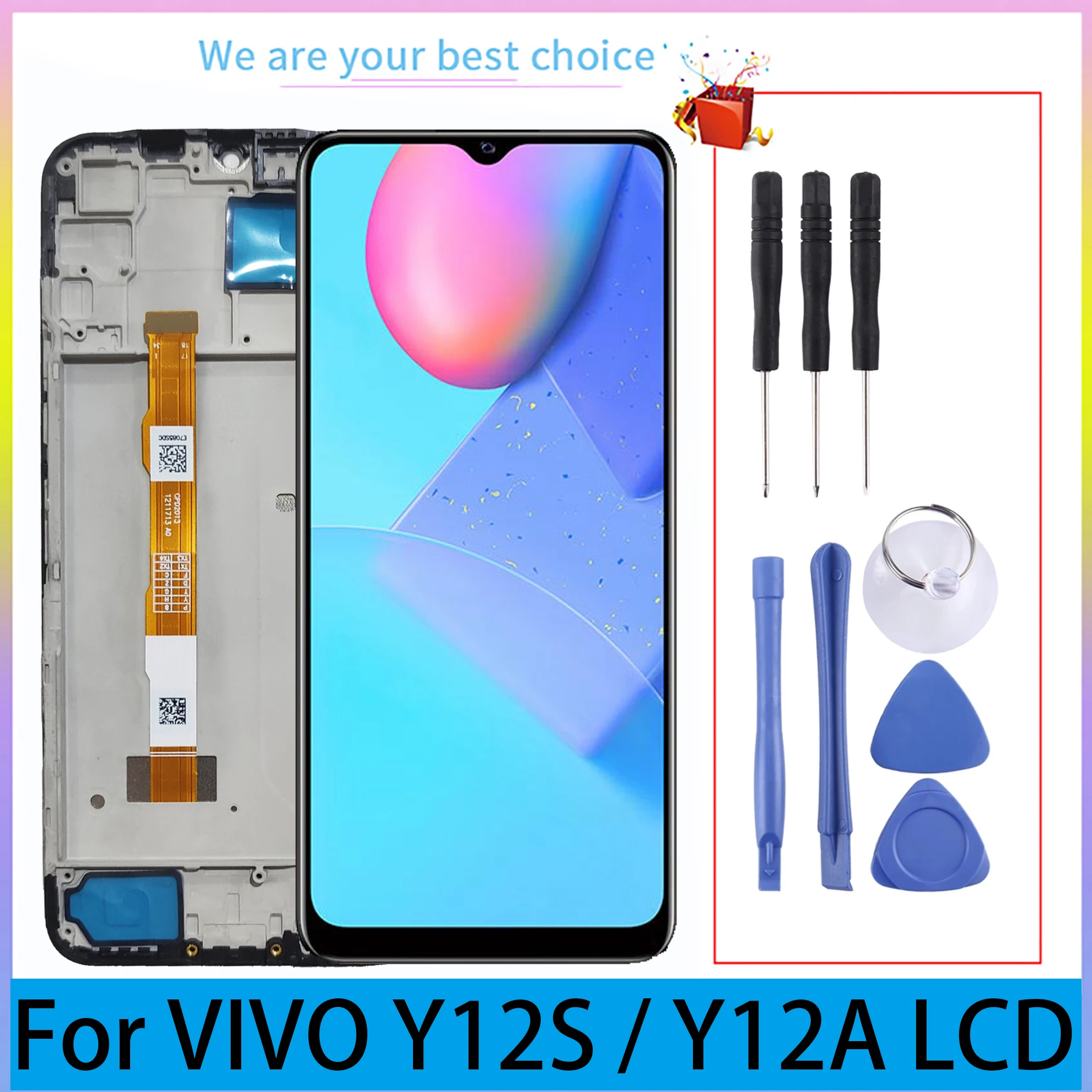 For VIVO Y12S Display Origina LCD With Frame Touch Screen V2102 V2026 V2033 V2042 Digitizer Assembly